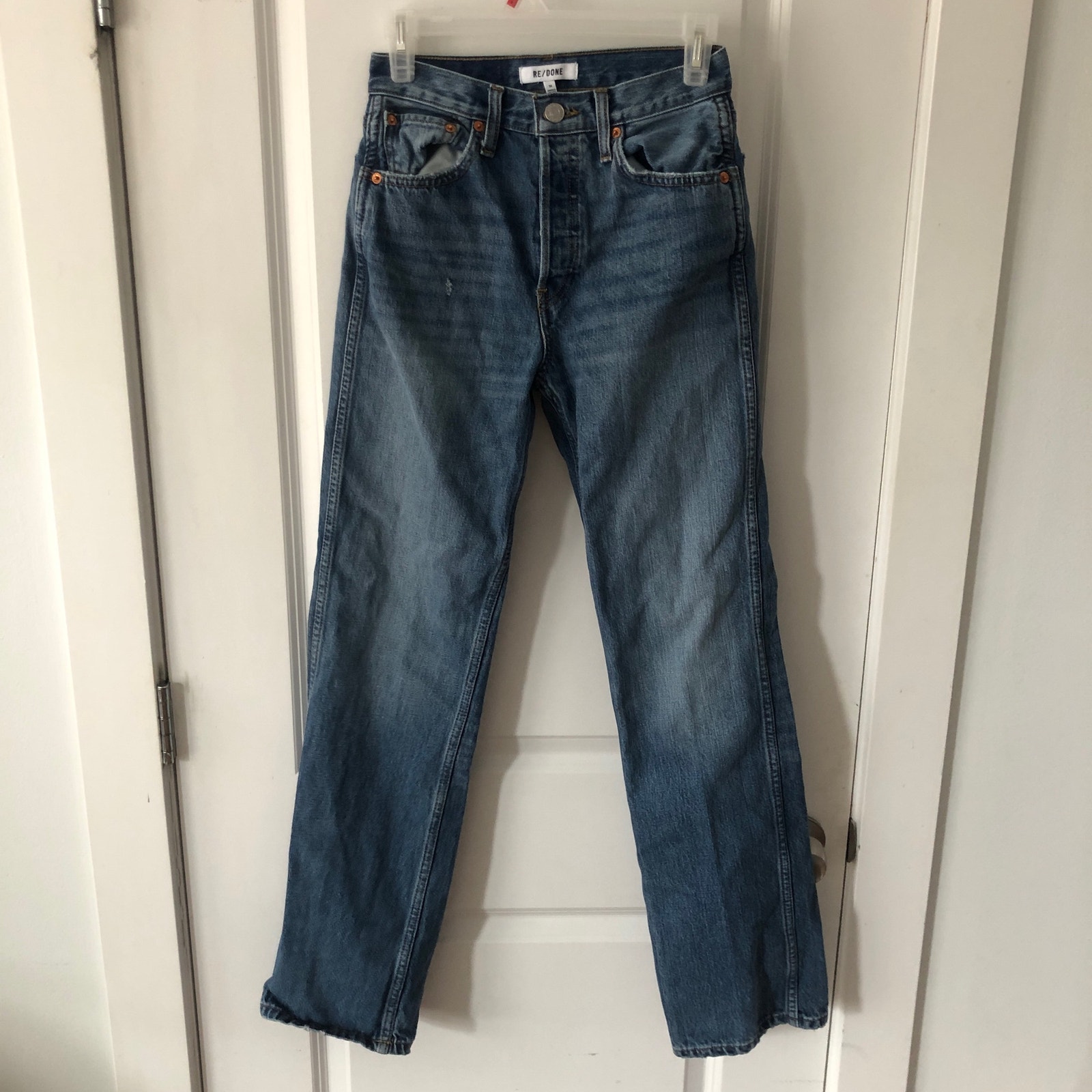 $345 Re/Done Women's Jeans Sz 24 90s High Rise Loose-Fit Blue Haze